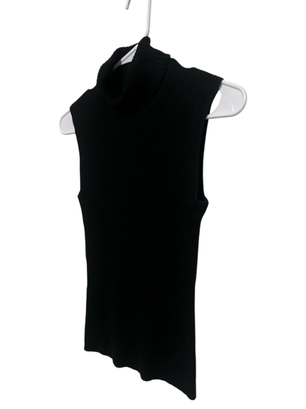 Chicos Design Ribbed Sleeveless Silk Blend Sweater Small 0 Black Turtleneck Top - Picture 3 of 5
